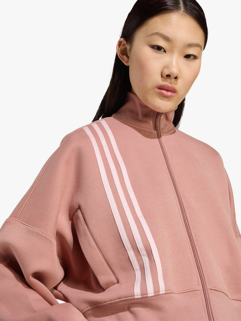 ADIDAS felpa girocollo 3 stripes zipup donna rosa cotone