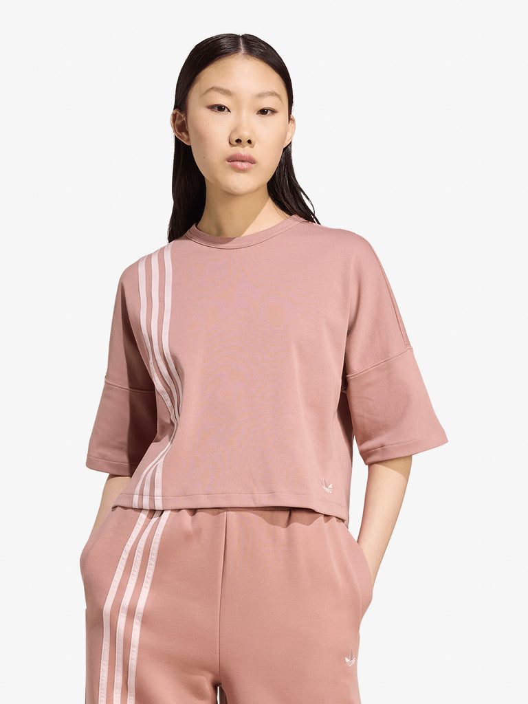 ADIDAS t-shirt 3 stripes donna rosa cotone