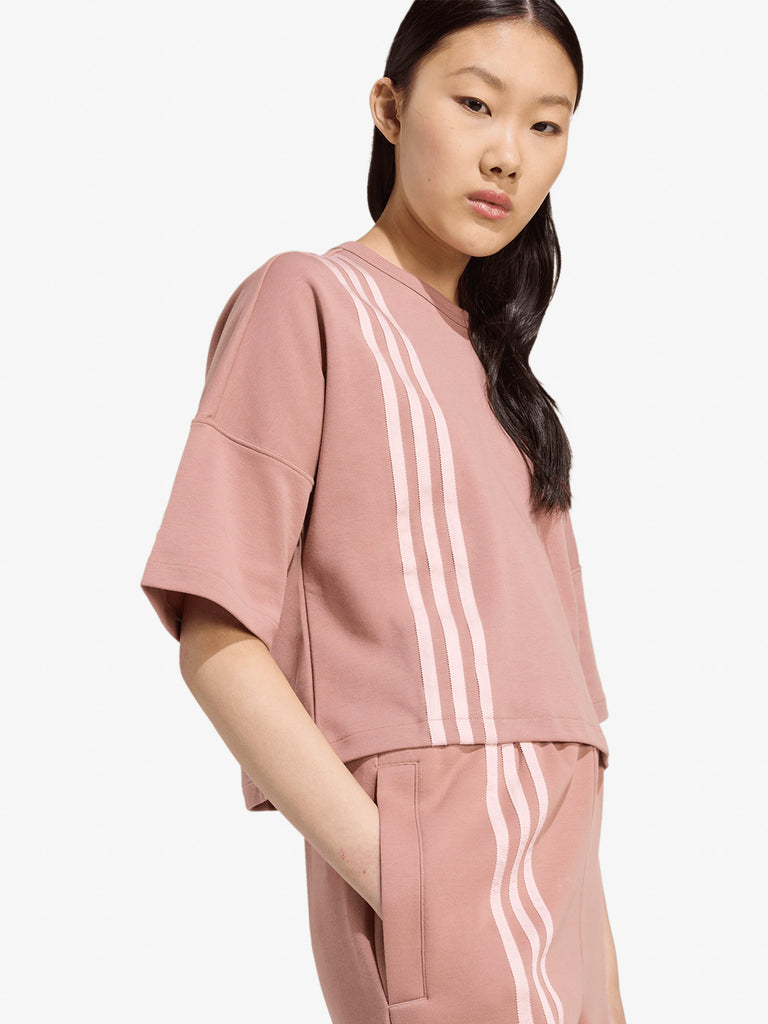 ADIDAS t-shirt 3 stripes donna rosa cotone