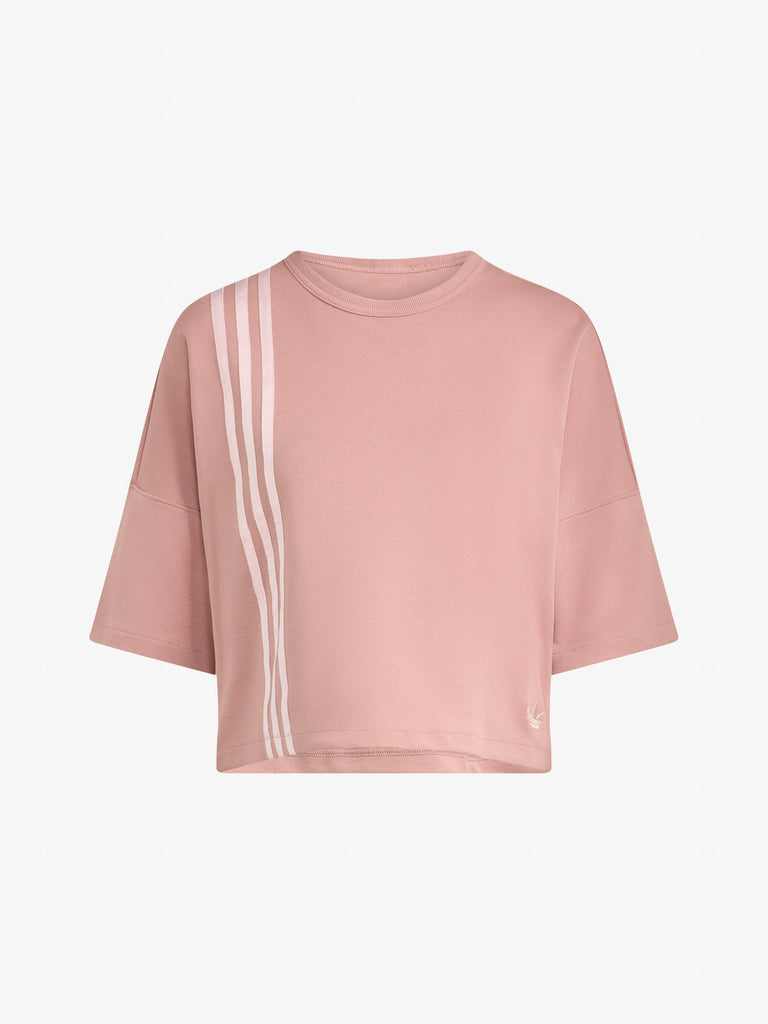 ADIDAS t-shirt 3 stripes donna rosa cotone