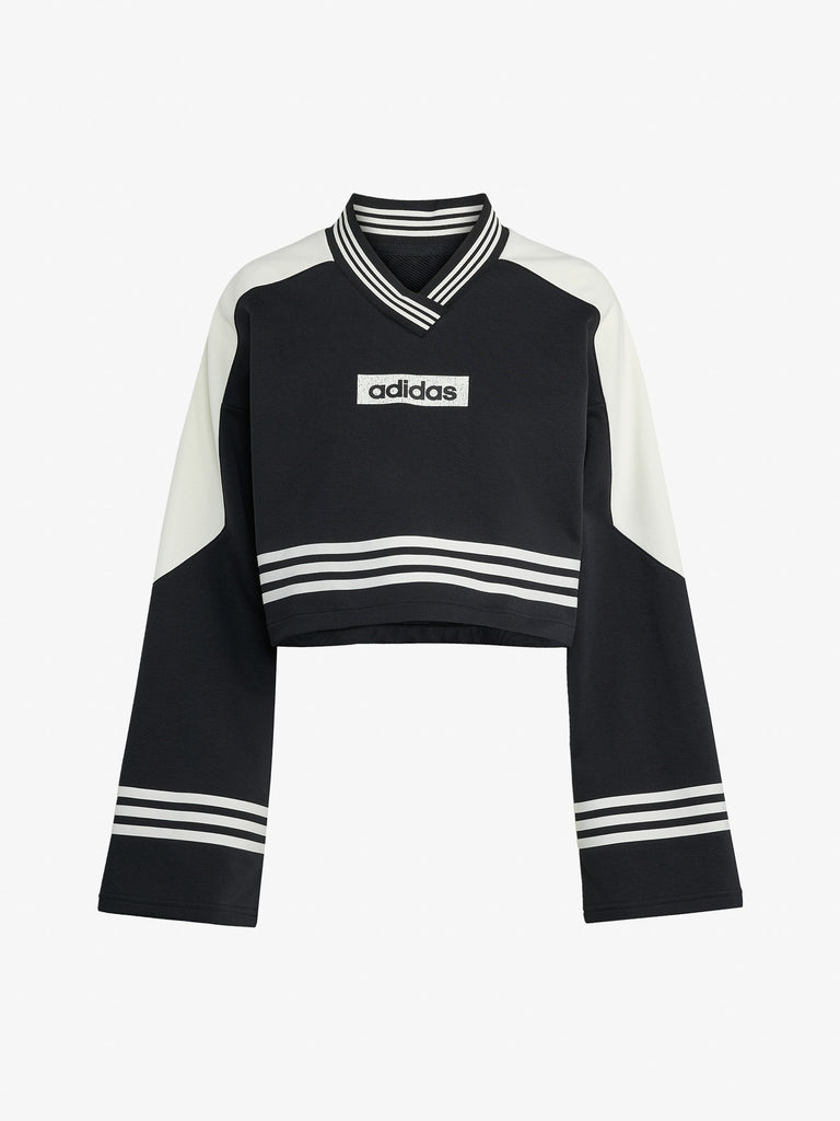 ADIDAS felpa girocollo blocking crewneck donna nero cotone