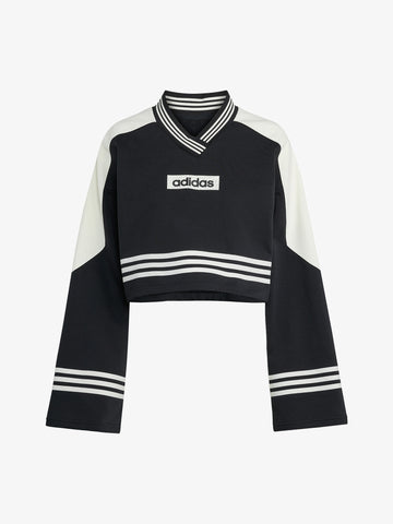 ADIDAS felpa girocollo blocking crewneck donna nero cotone