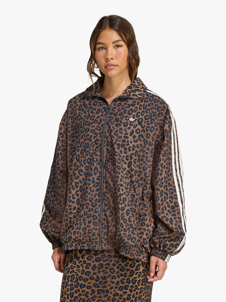 ADIDAS felpa girocollo leopard firebird oversized donna marrone