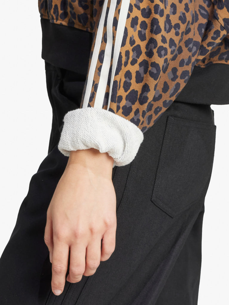 ADIDAS felpa girocollo leopard crewneck donna marrone cotone