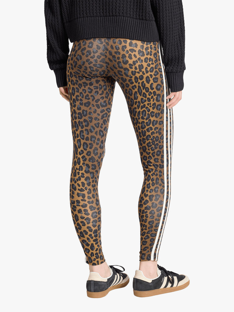 ADIDAS leggings leopard 3-stripes donna marrone cotone