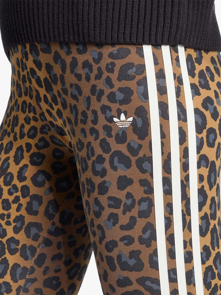 ADIDAS leggings leopard 3-stripes donna marrone cotone