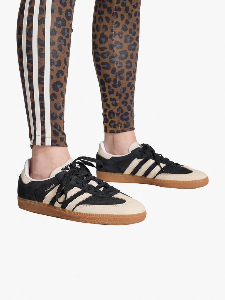 ADIDAS leggings leopard 3-stripes donna marrone cotone