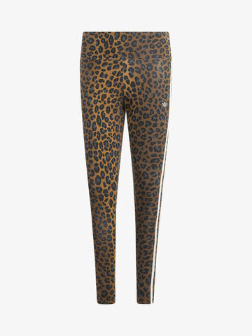 ADIDAS leggings leopard 3-stripes donna marrone cotone