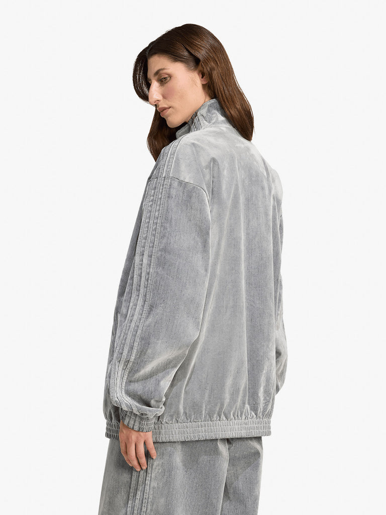 ADIDAS felpa girocollo leopard firebird oversized donna grigio cotone