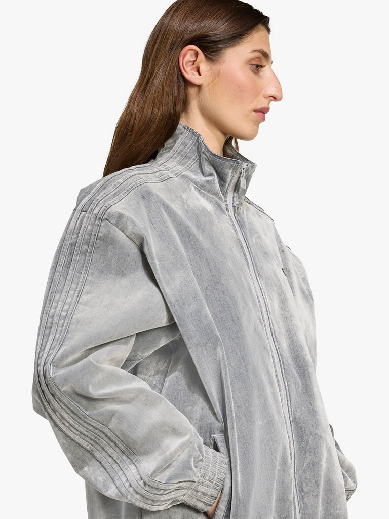 ADIDAS felpa girocollo leopard firebird oversized donna grigio cotone