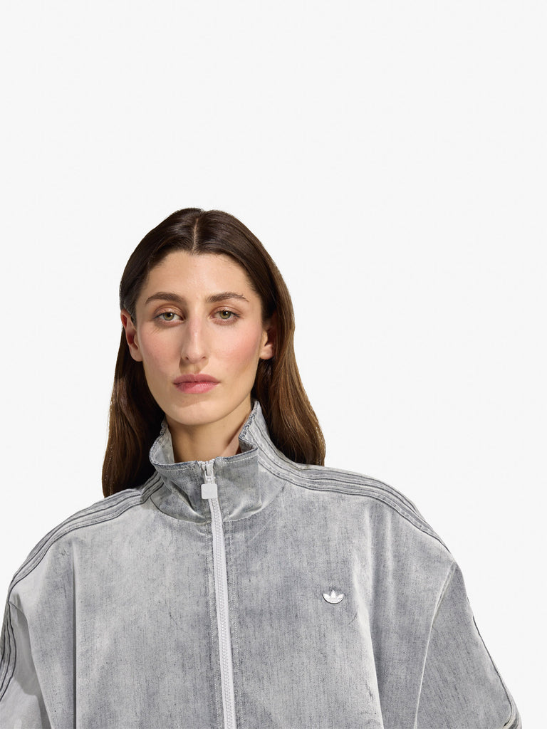 ADIDAS felpa girocollo leopard firebird oversized donna grigio cotone