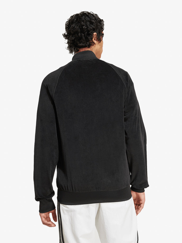 ADIDAS felpa girocollo sst adicolor velour uomo nero cotone