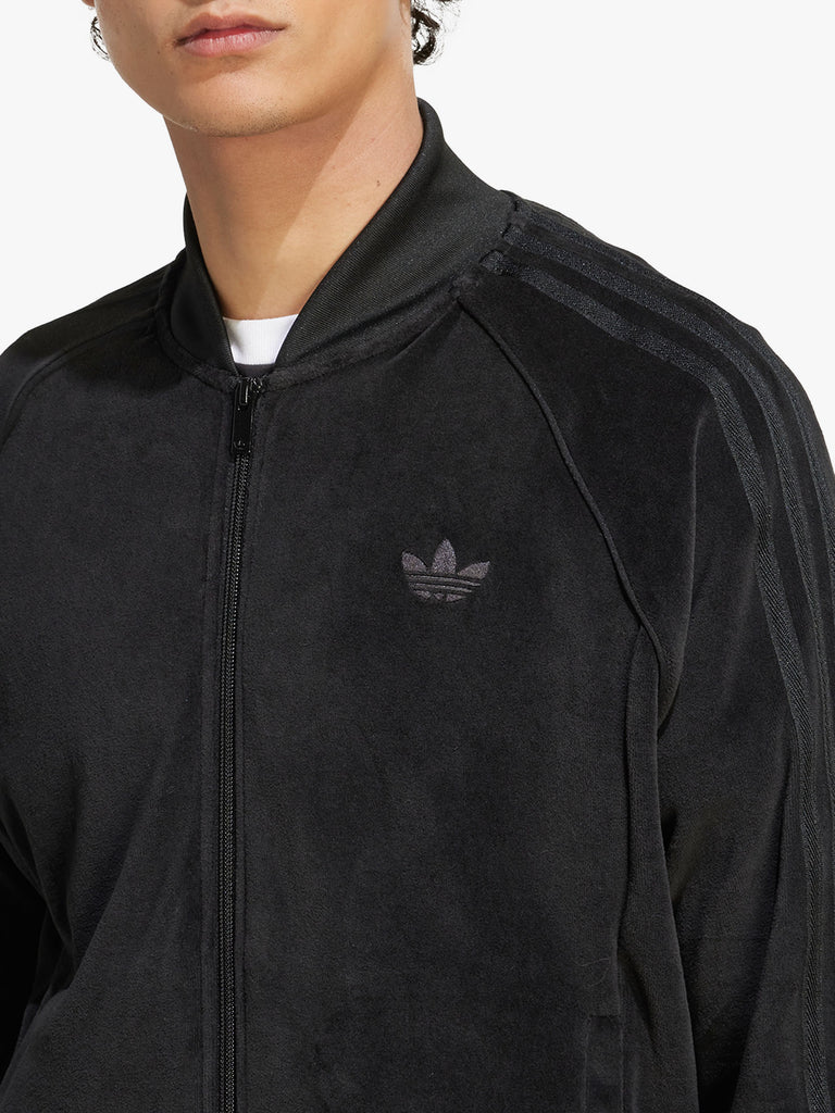 ADIDAS felpa girocollo sst adicolor velour uomo nero cotone