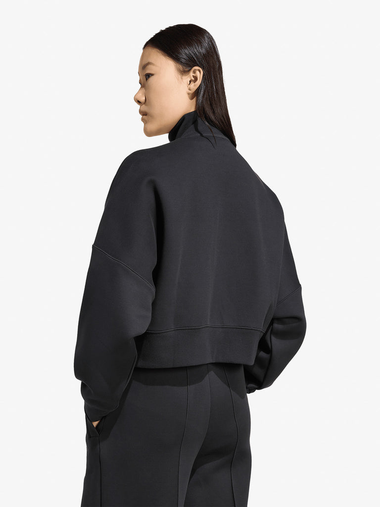 ADIDAS felpa girocollo 3 stripes zipup donna nero cotone