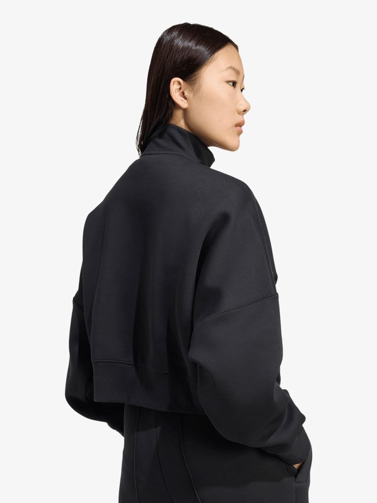 ADIDAS felpa girocollo 3 stripes zipup donna nero cotone