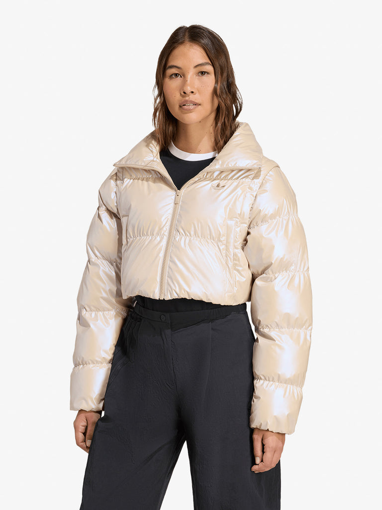 ADIDAS giubbotto glossy puff donna beige