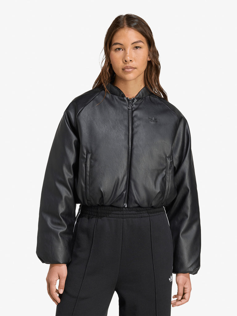 ADIDAS giubbotto pleather bomber donna nero