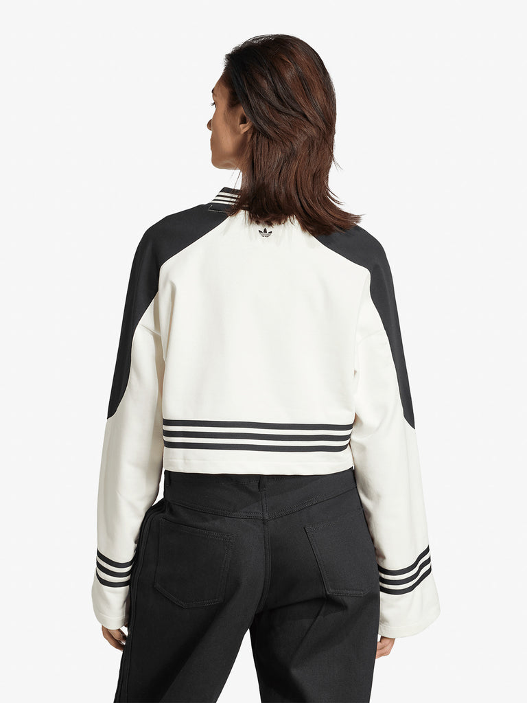 ADIDAS felpa girocollo blocking crew donna bianco cotone