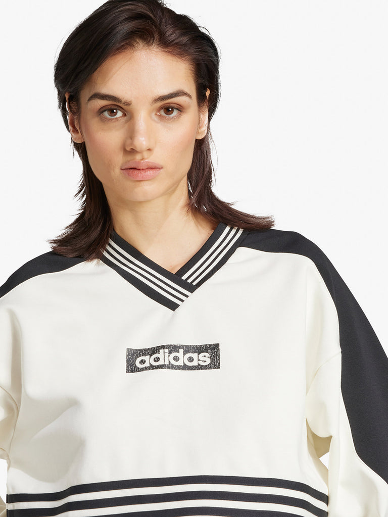 ADIDAS felpa girocollo blocking crew donna bianco cotone