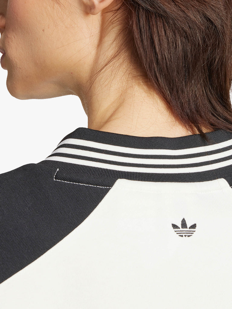 ADIDAS felpa girocollo blocking crew donna bianco cotone