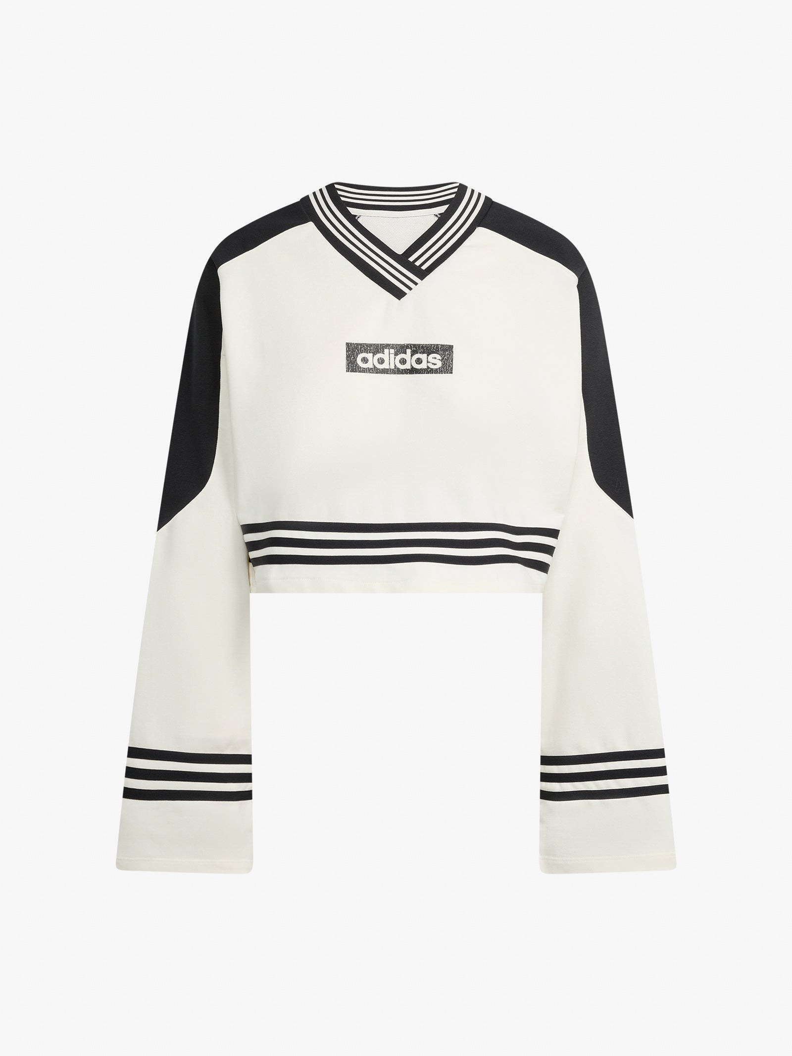 ADIDAS sudadera de cuello redondo con bloqueo de algodón blanco