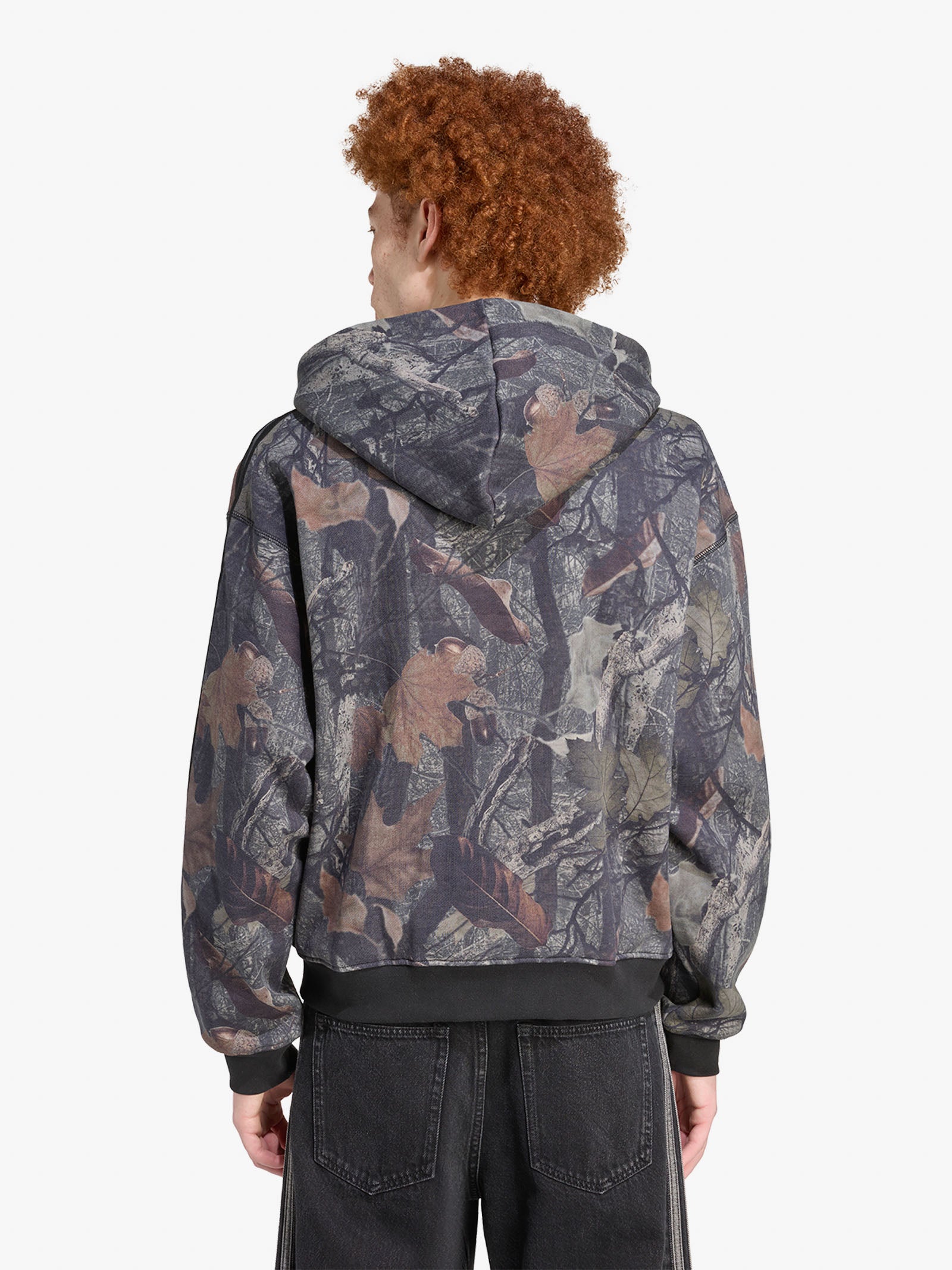 ADIDAS felpa con cappuccio camo full zip uomo nero cotone, image size:1600x2134