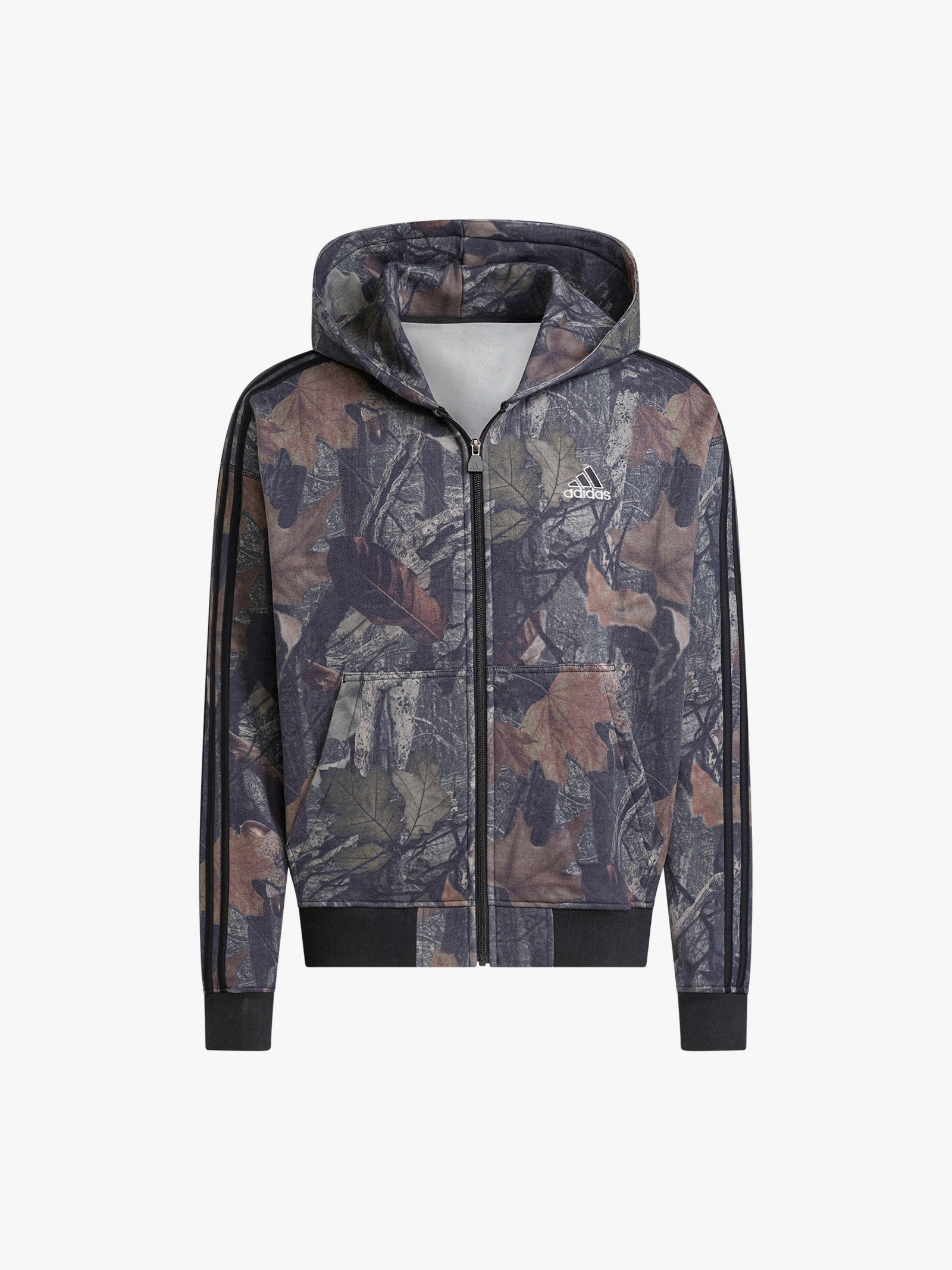 ADIDAS felpa con cappuccio camo full zip uomo nero cotone, image size:1600x2134