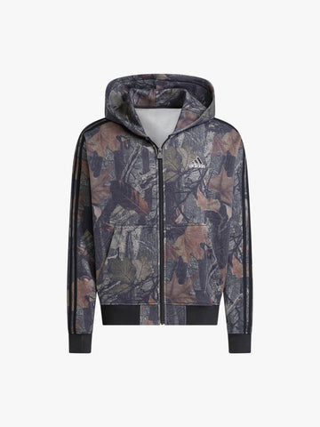 ADIDAS felpa con cappuccio camo full zip uomo nero cotone