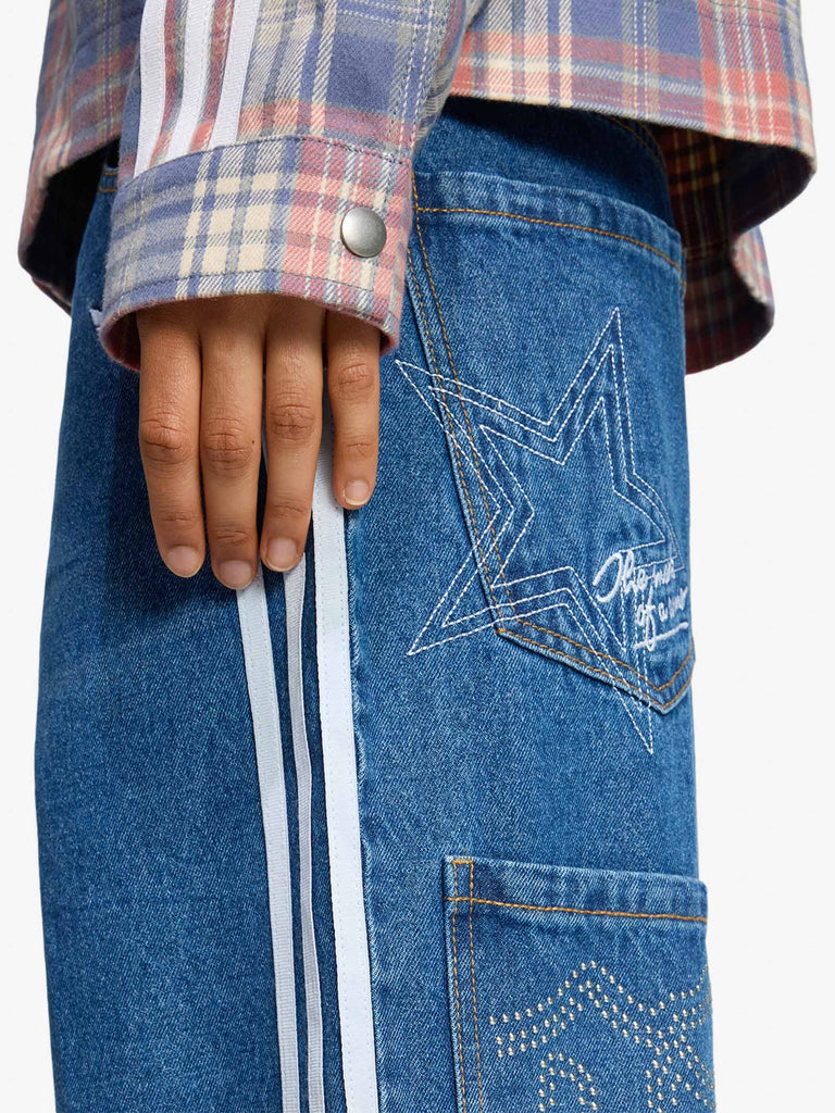 ADIDAS jeans originals baggy donna blu cotone