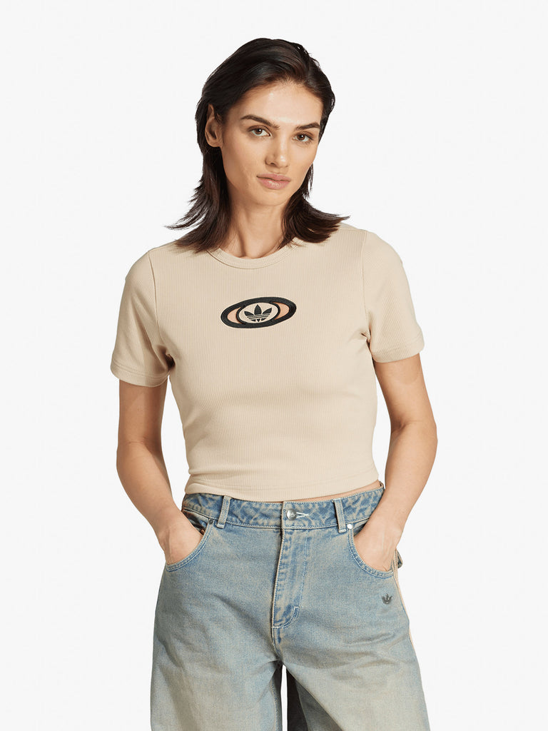 ADIDAS t-shirt originals campus 2000 back cut out donna beige