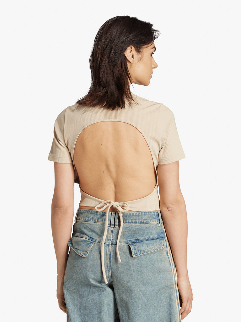 ADIDAS t-shirt originals campus 2000 back cut out donna beige