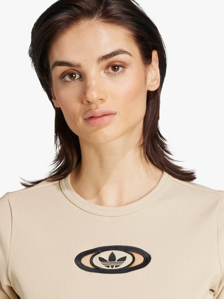 ADIDAS t-shirt originals campus 2000 back cut out donna beige