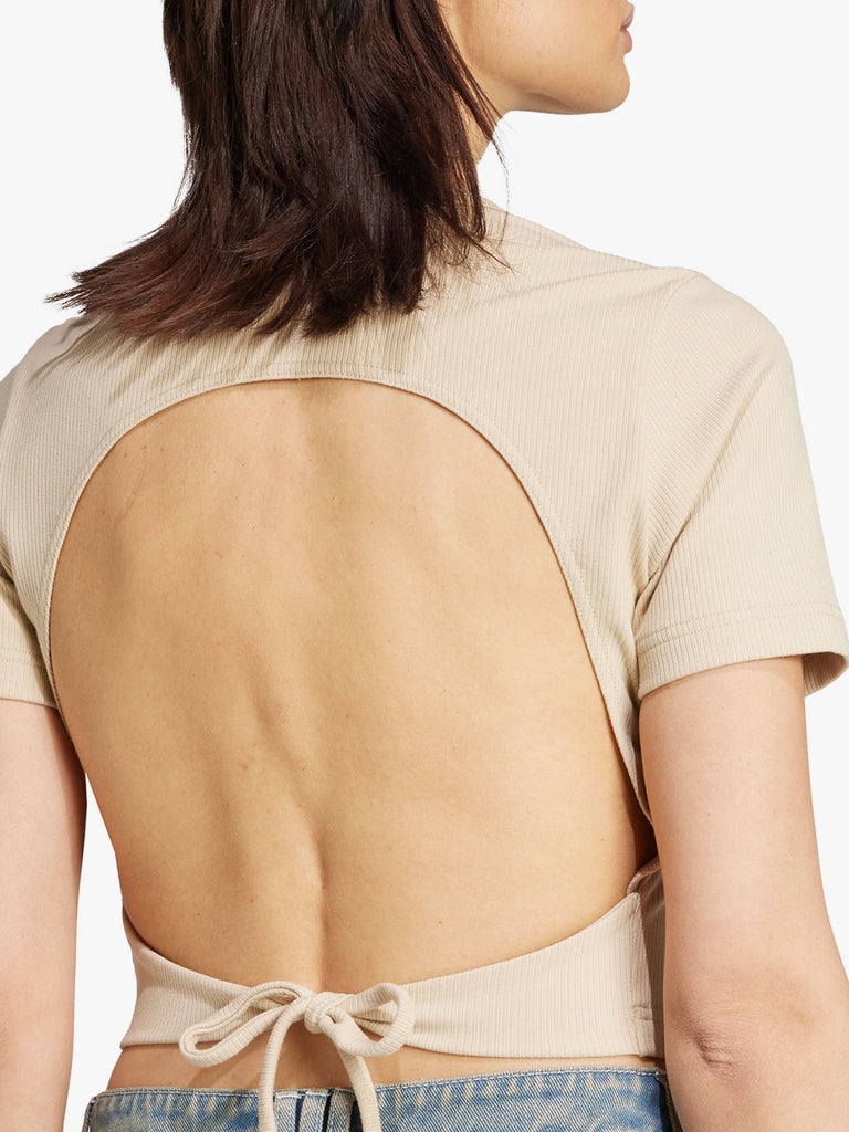 ADIDAS t-shirt originals campus 2000 back cut out donna beige