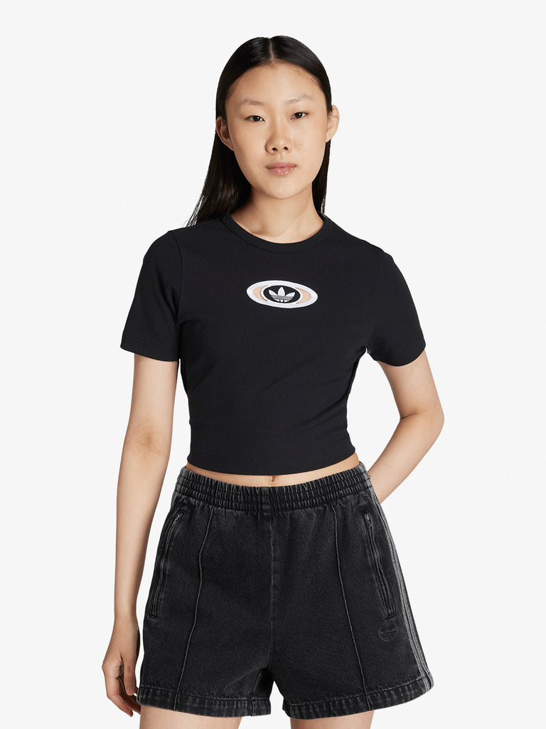 ADIDAS t-shirt originals campus 2000 back cut out donna nero