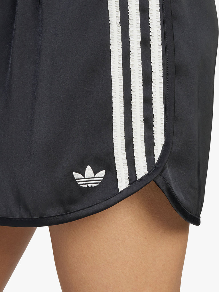 ADIDAS shorts originals satin ruffle 3-stripes donna nero