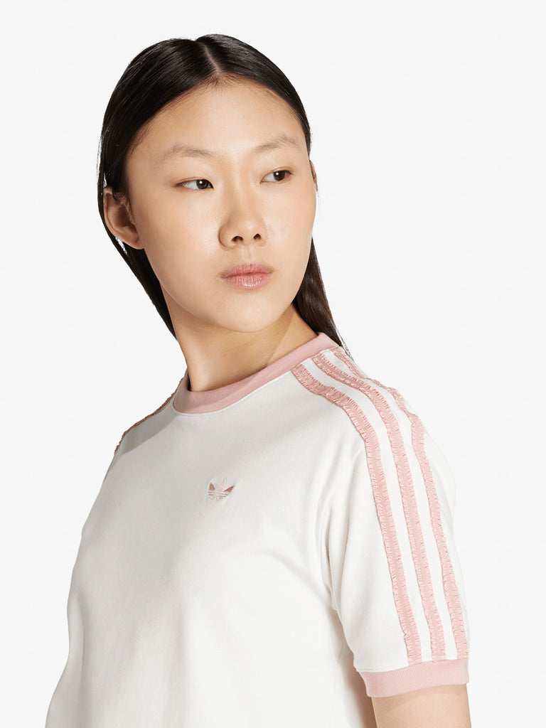 ADIDAS t-shirt originals ruffle 3-stripes donna bianco cotone