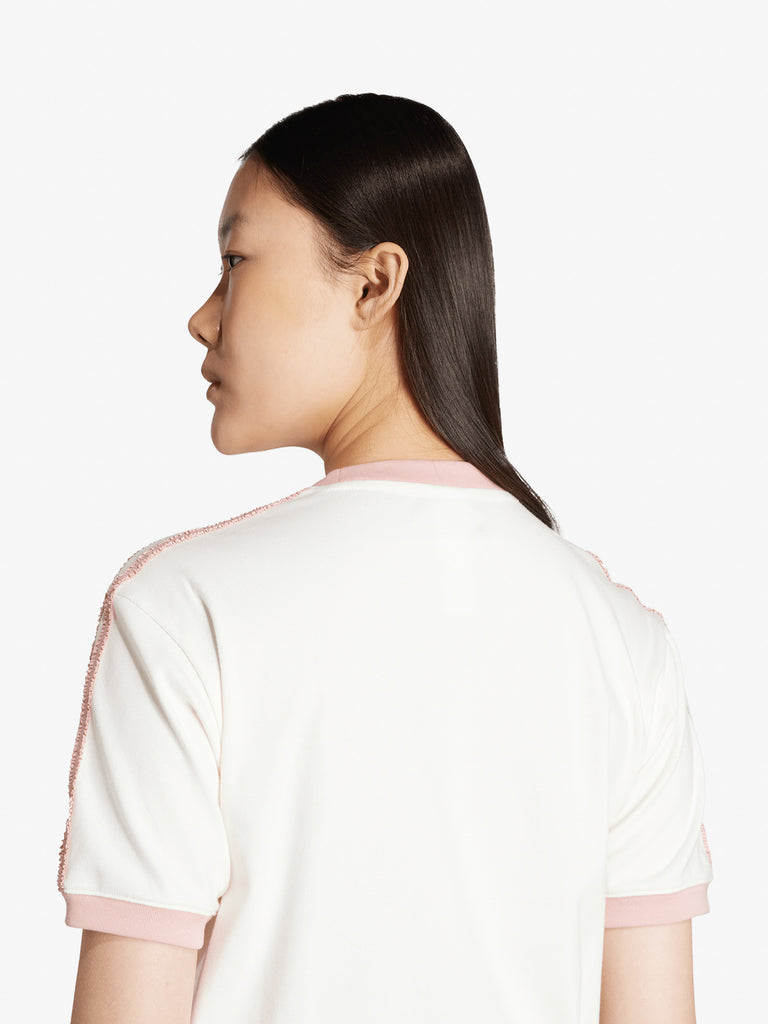 ADIDAS t-shirt originals ruffle 3-stripes donna bianco cotone