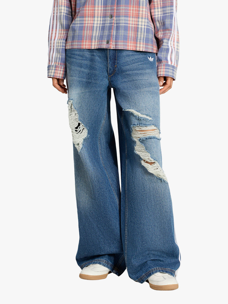 ADIDAS jeans originals denim destressed donna blu medio