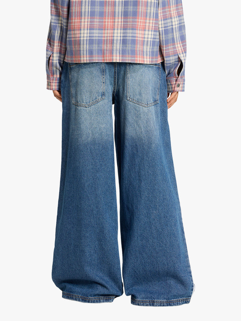 ADIDAS jeans originals denim destressed donna blu medio