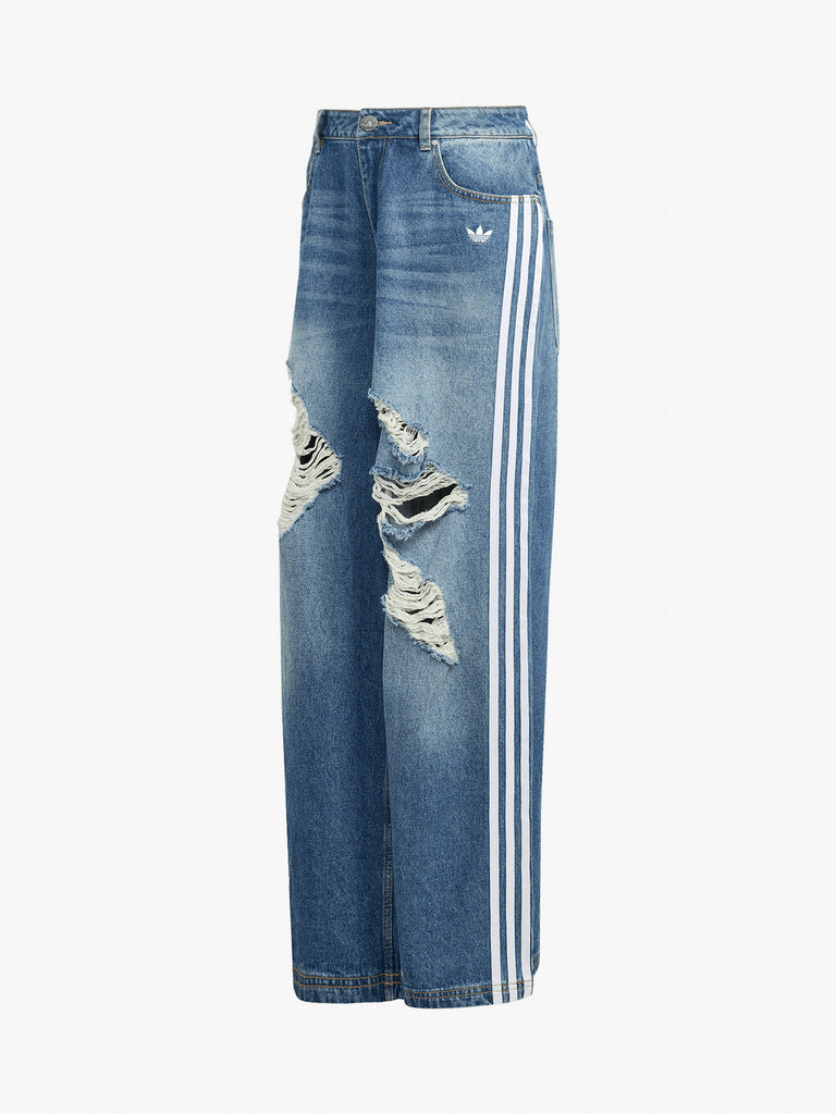 ADIDAS jeans originals denim destressed donna blu medio