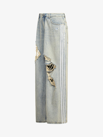 ADIDAS jeans originals denim destressed donna azzurro chiaro