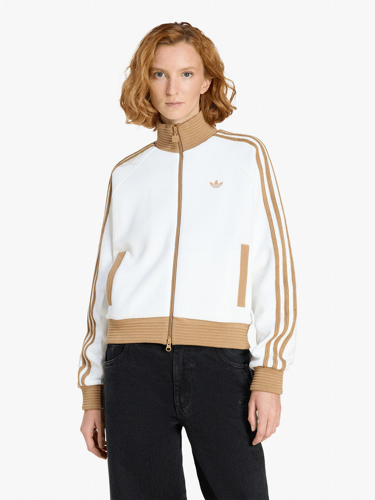 ADIDAS felpa girocollo velour firebird donna bianco cotone