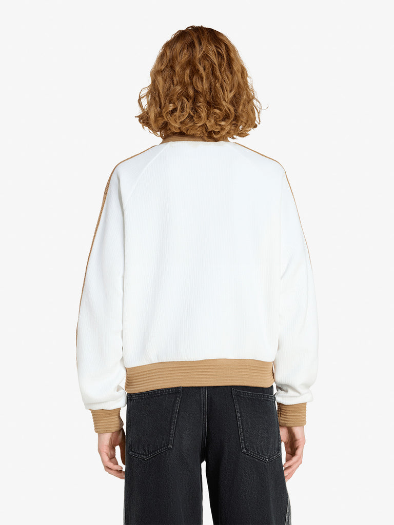 ADIDAS felpa girocollo velour firebird donna bianco cotone