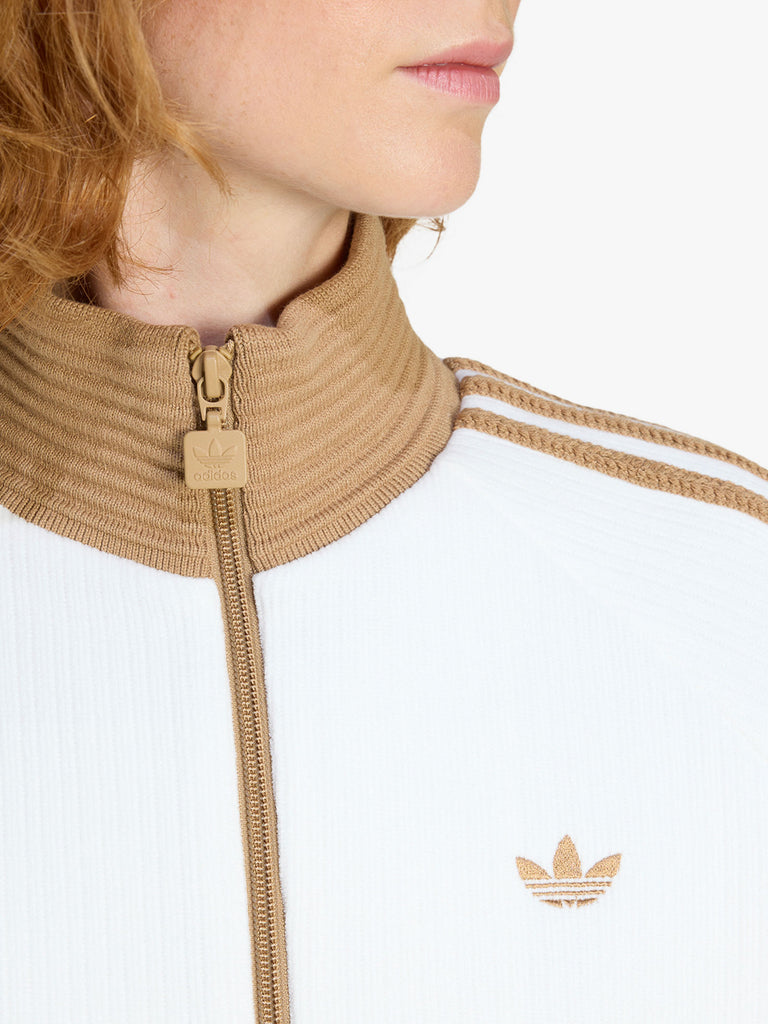 ADIDAS felpa girocollo velour firebird donna bianco cotone