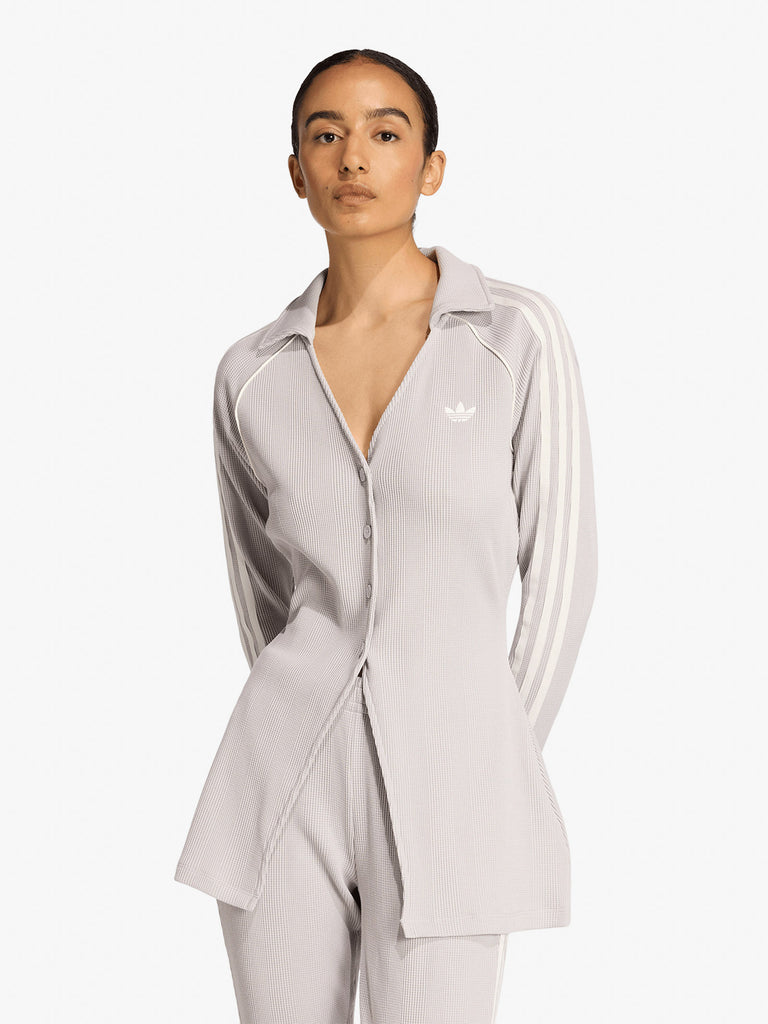 ADIDAS maglia a maniche lunghe button down donna grigio