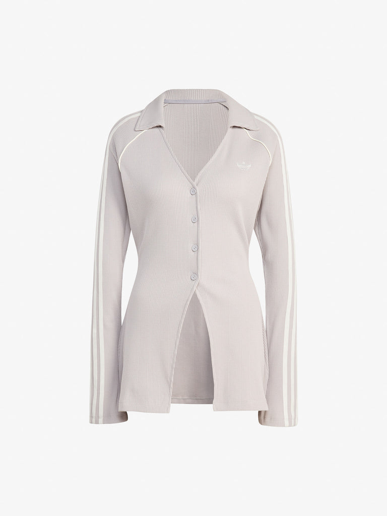 ADIDAS maglia a maniche lunghe button down donna grigio