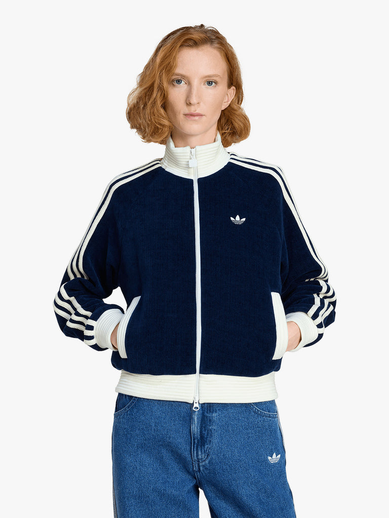 ADIDAS felpa girocollo velour firebird donna blu cotone