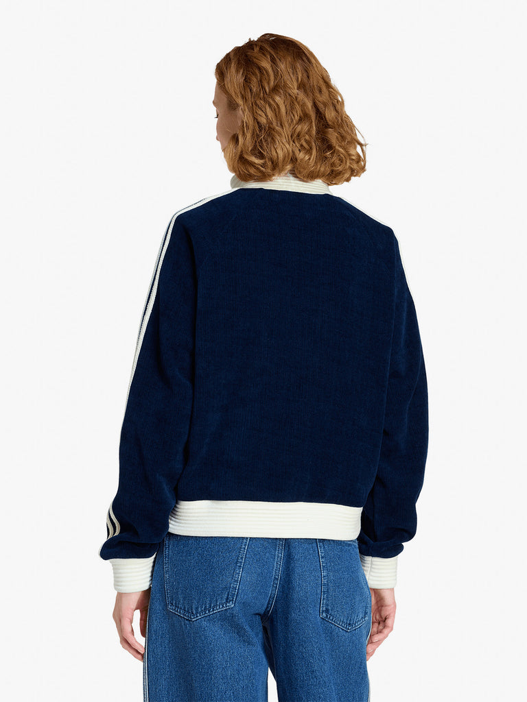 ADIDAS felpa girocollo velour firebird donna blu cotone