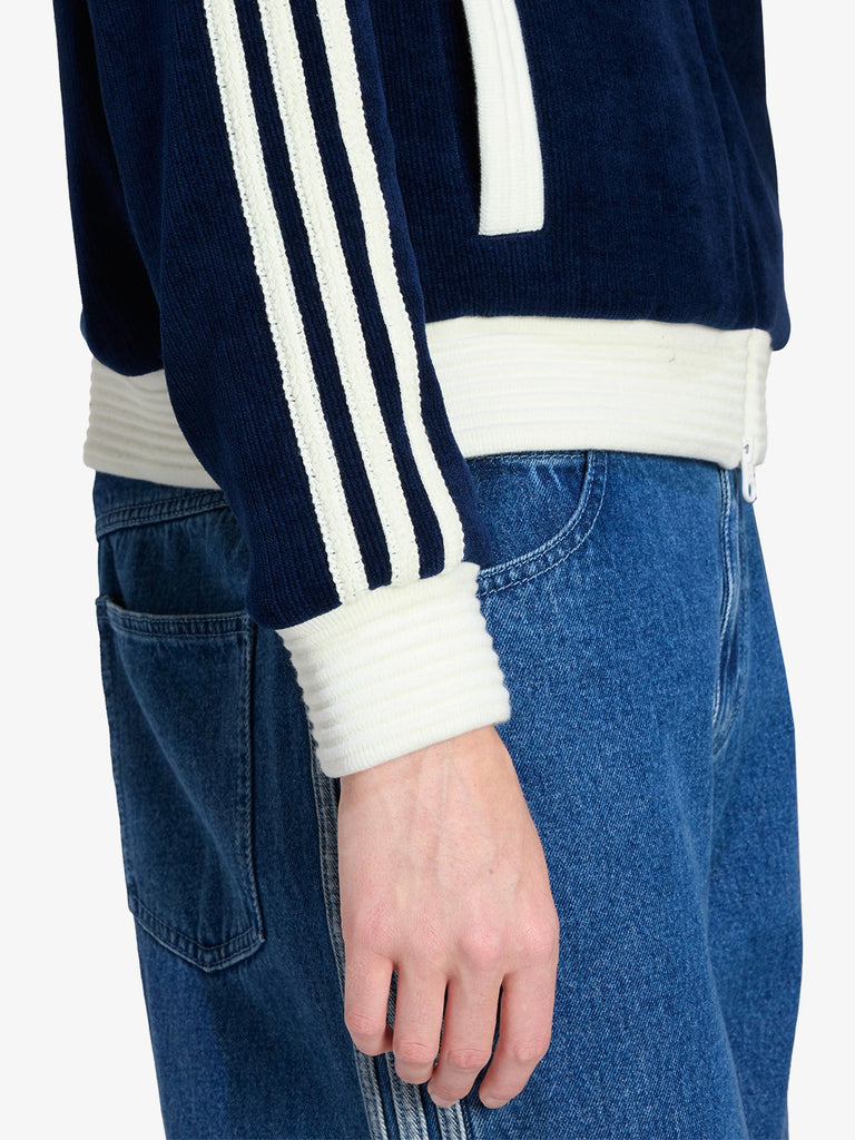 ADIDAS felpa girocollo velour firebird donna blu cotone