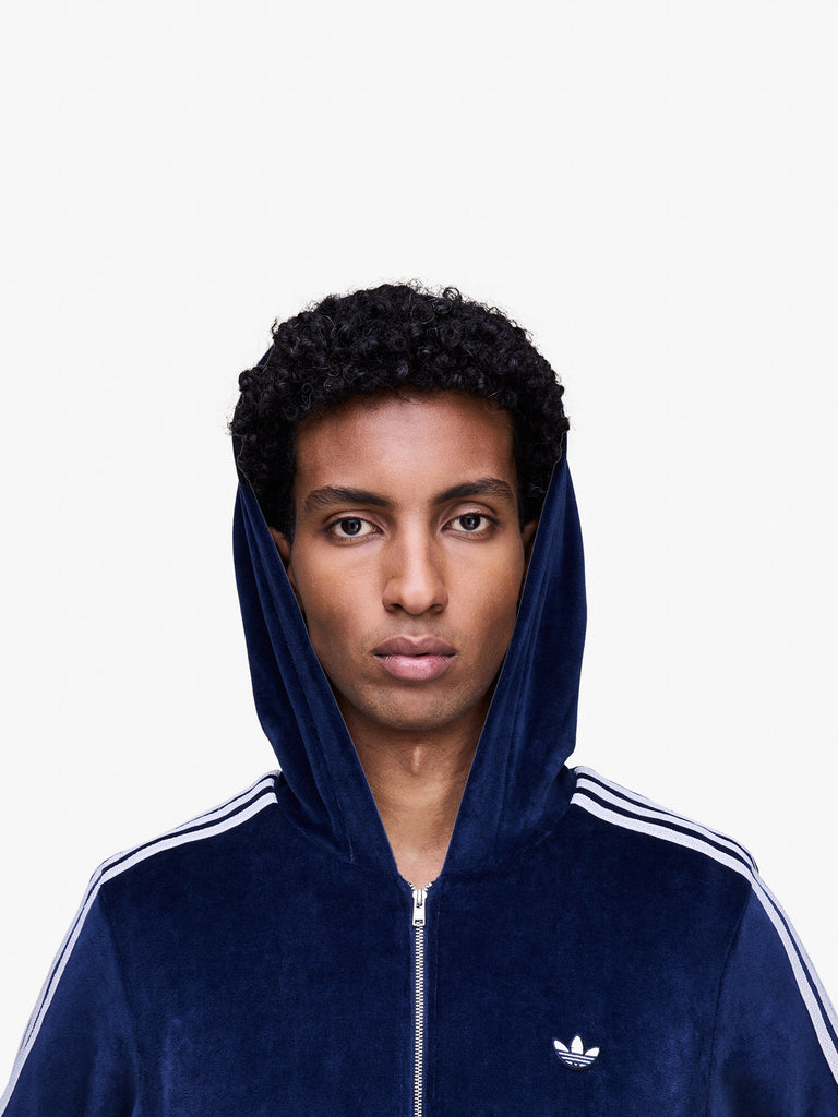 ADIDAS X WALES BONNER felpa con cappuccio wales bonner velour blu cotone